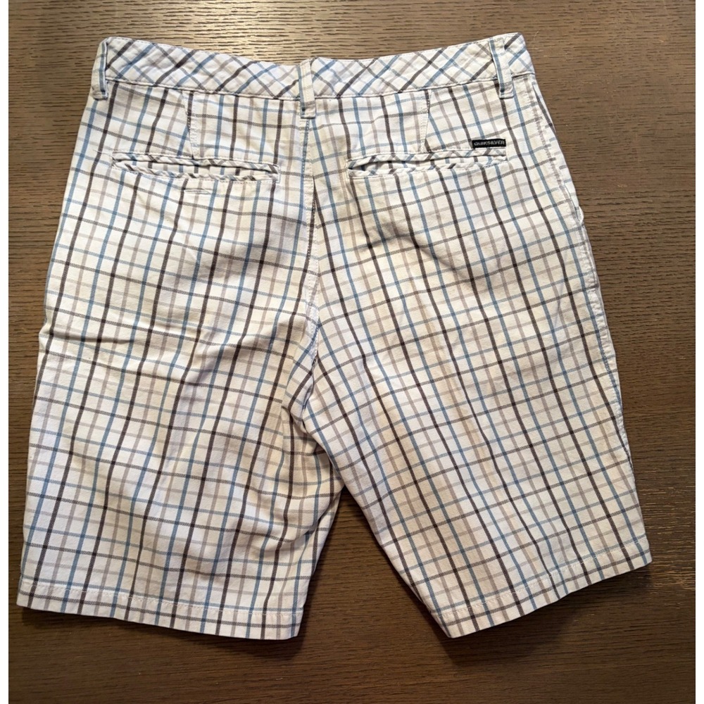 Quiksilver Mens Plaid Chino Shorts Size 29 White Blue N204962 Cotton Casual - Picture 2 of 7